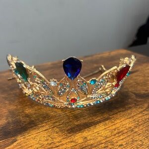 Gold Crown with Blue and Red Gems